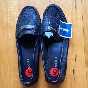 Coach Black Leather Penny Loafers Flats